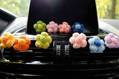 Crochet Car Vent Clips Air Freshener- Fluffy Flower