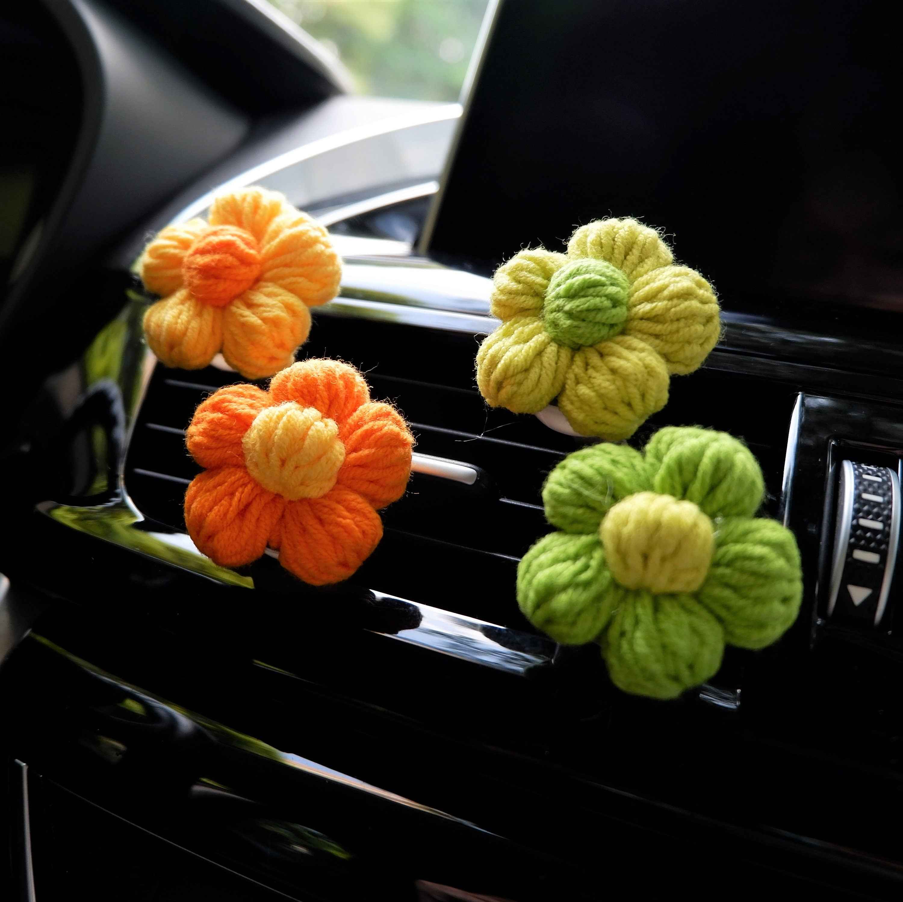 Crochet Car Vent Clips Air Freshener- Fluffy Flower