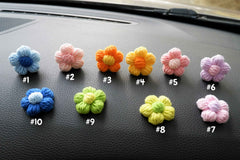 Crochet Car Vent Clips Air Freshener- Fluffy Flower