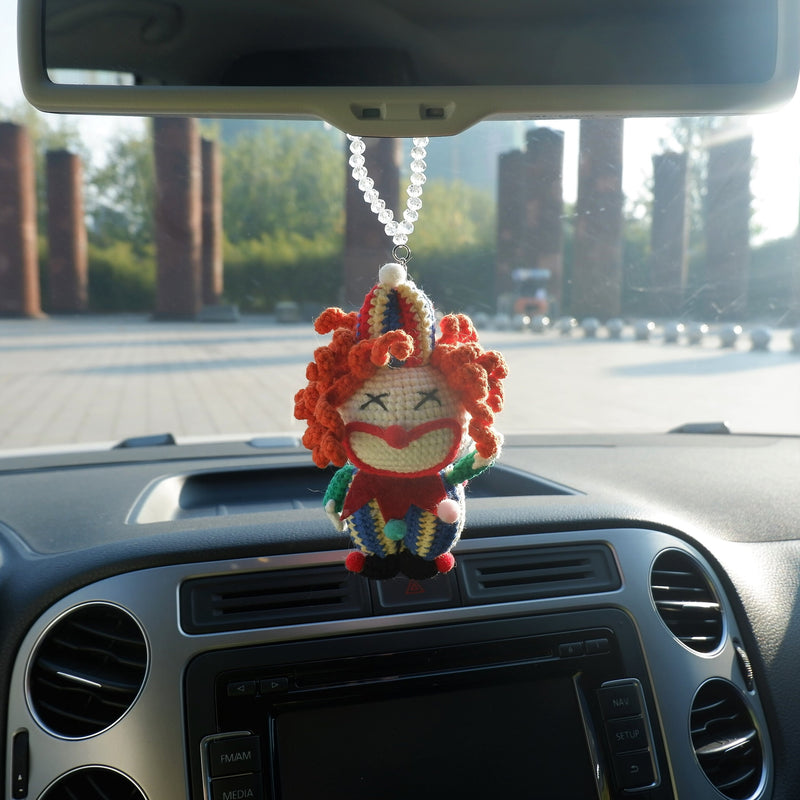 Crochet Clown Car Hanging Accessories, Car Rear View Mirror Accessory, Cute Interior Car Accessory, Goth Car Accessory, Halloween Gift