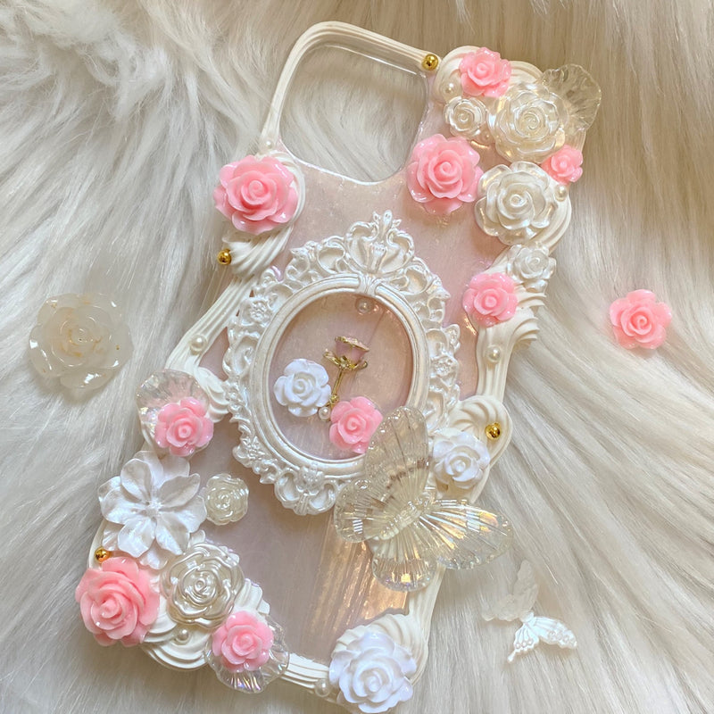 Custom Decoden Phone Case, Elegant Roses Phone Case, Baroque Aesthetic 3D Phone Case, Boho Phone Case for iPhone 12/13/14/15 Pro Max, Galaxy