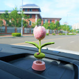 Crochet Tulip Car Dashboard Decor, Gradient Tulip Bobblehead Car Accessories, Cute Car Interior Accessories for Women, Car Air Freshener