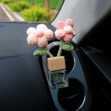 Crochet Daisy Car Diffuser, Car Plant Vent Clip, Flower Car Air Freshener, Car Diffuser Bottle, Boho Car Interior Accessory for Women