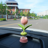 Crochet Tulip Car Dashboard Decor, Gradient Tulip Bobblehead Car Accessories, Cute Car Interior Accessories for Women, Car Air Freshener