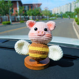 Crochet Piggy Bee Car Dashboard Decor, Cute Piggy with Wings Car Dashboard Accessory, Cute Interior Car Accessory for Women, Gifts for Her