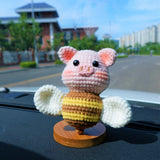 Crochet Piggy Bee Car Dashboard Decor, Cute Piggy with Wings Car Dashboard Accessory, Cute Interior Car Accessory for Women, Gifts for Her