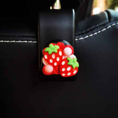 Set of 2 Car Hooks, Cute Decoden Strawberry Car Organizer, Car Seat Purse Hanger, Car Seat Hook, Car Headrest Hook, Car Accessory for Women