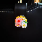 Set of 2 Car Hooks, Decoden Rainbow Daisy Car Organizer, Car Seat Purse Hanger, Car Seat Hook, Car Headrest Hook, Car Accessory for Women