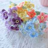 Crochet Rainbow Flower Bouquet, Forget-Me-Not Flower Bunch, Crochet Floral Arrangements, Knitted Everlasting Flower, Office Desk Decor