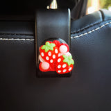 Set of 2 Car Hooks, Cute Decoden Strawberry Car Organizer, Car Seat Purse Hanger, Car Seat Hook, Car Headrest Hook, Car Accessory for Women