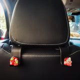 Set of 2 Car Hooks, Cute Decoden Strawberry Car Organizer, Car Seat Purse Hanger, Car Seat Hook, Car Headrest Hook, Car Accessory for Women