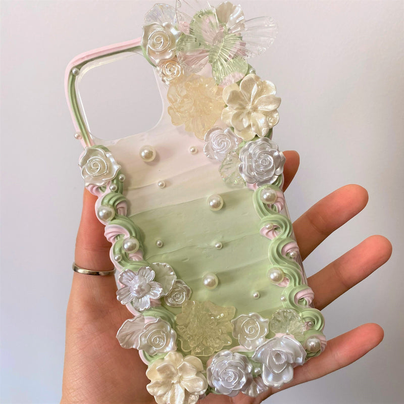 Decoden Phone Case, Vintage Butterfly/Rose/Pearl Phone Case, Baroque Aesthetic Phone Case, Custom Phone Case for iPhone 12/13/14/15 Pro Max