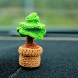 Crochet Plant Car Accessories, Mini Pine Tree Car Dashboard Decor, Boho Interior Car Accessory for Women, Office Desk Decor, Christmas Gift