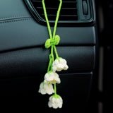 Car Mirror Hanging Accessories, Crochet Lily of the Valley Car Rear Mirror Accessory, Boho Car Decor Interior, Crochet Car Hanging Decor