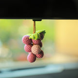 Grape Car Mirror Hanging Accessories, Crochet Purple Grapes Car Rear View Mirror Accessory, Car Mirror Charm Hanging Decor, Gifts for Her