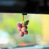 Grape Car Mirror Hanging Accessories, Crochet Purple Grapes Car Rear View Mirror Accessory, Car Mirror Charm Hanging Decor, Gifts for Her