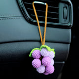 Grape Car Mirror Hanging Accessories, Crochet Purple Grapes Car Rear View Mirror Accessory, Car Mirror Charm Hanging Decor, Gifts for Her