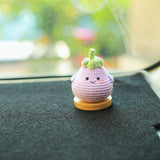 Crochet Eggplant Doll Car Dashboard Decor, Smiley Chunky Eggplant Car Accessory, Cute Car Accessories Interior, Anime Car Accessories