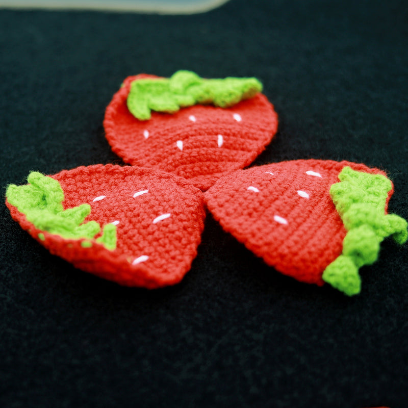 Crochet Car Coaster Set of 2, Strawberry Car Coasters, Kawaii Car Accessory for Women, 2.75'' Car Coasters, Boho Car Interior Accessory