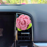 Crochet Roses Car Vent Clips Air Freshener, Cute Rainbow Flower Car Air Vent Clip, Boho Interior Car Accessories for Women, Gift for Her