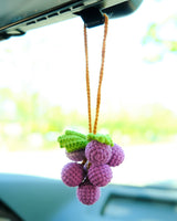 Grape Car Mirror Hanging Accessories, Crochet Purple Grapes Car Rear View Mirror Accessory, Car Mirror Charm Hanging Decor, Gifts for Her