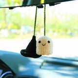 Crochet Ghost & Wizard Hat Car Hanging Accessories, Car Rear View Mirror Hanging Accessories, Goth Car Accessory, Unique Halloween Gift