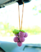 Grape Car Mirror Hanging Accessories, Crochet Purple Grapes Car Rear View Mirror Accessory, Car Mirror Charm Hanging Decor, Gifts for Her