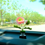 Crochet Common Poppy Car Dashboard Decor, Bobblehead Pink Car Accessory, Cute Interior Accessory for Women/Teens, Car Air Freshener