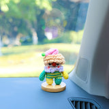 Crochet Clown Car Dashboard Decor, Horror Car Accessories, Rainbow Clown Car Decor, Anime Car Accessory for Women/Teens, Gift for Boyfriend