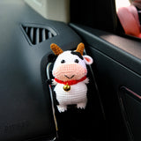 Crochet Cow Car Vent Clip Air Freshener, Kawaii Chunky Cow Car Vent Clip, Anime Car Accessories for Women, Cute Car Accessories Interior