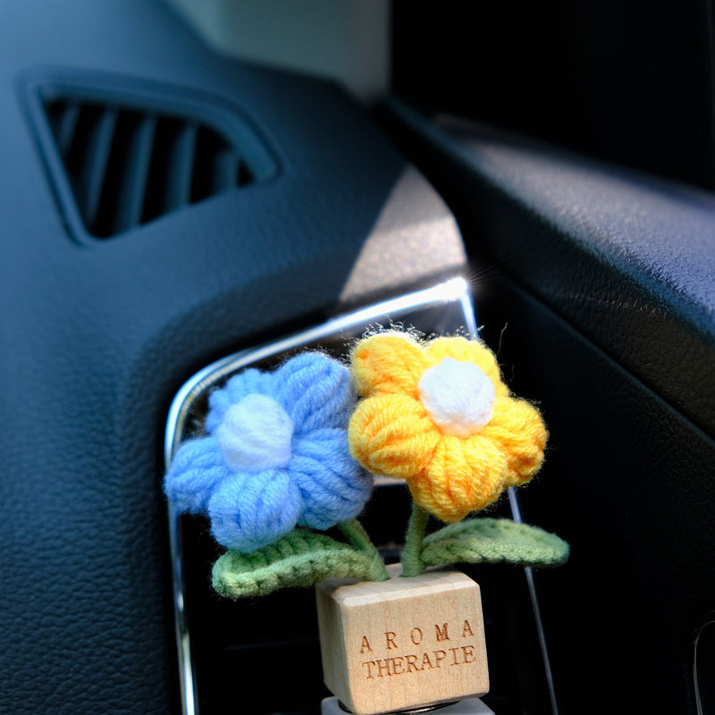 Crochet Daisy Car Diffuser, Car Plant Vent Clip, Flower Car Air Freshener, Car Diffuser Bottle, Boho Car Interior Accessory for Women