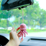 Crochet Jellyfish Car Mirror Hanging Accessories, Smiley Octopus Car Rear View Mirror Accessory, Anime Car Interior Accessory for Women/Teen