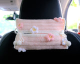 Crochet Fluffy Flower Car Tissue Box, Daisy Flower Car Tissue Box Holder, Flower Car Tissue Cover, Boho Interior Car Accessories for Women