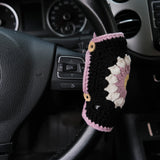 Adjustable Steering Wheel Cover, Crochet Daisy Steering Wheel Cover, Cute Car Interior Accessory for Women, Boho Steering Wheel Cover