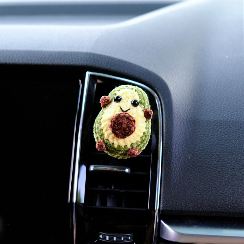 Crochet Avocado Car Vent Clip, Kawaii Smiley Avocado Car Air Freshener, Anime Interior Car Accessories, Cute Car Accessories Interior