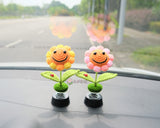 Crochet Sunflower Car Dashboard Decor, Smiley Sunflower Bobblehead Car Interior Accessories for Women, Boho Car Accessory, Car Air Freshener