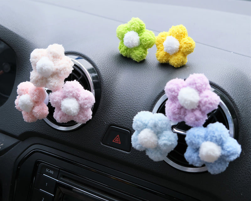 Crochet Flowers Car Vent Clip, Rainbow Daisy Car Air Freshener, Boho Car Accessory for Women, Cute Car Accessories Interior, Kwaii Car Decor