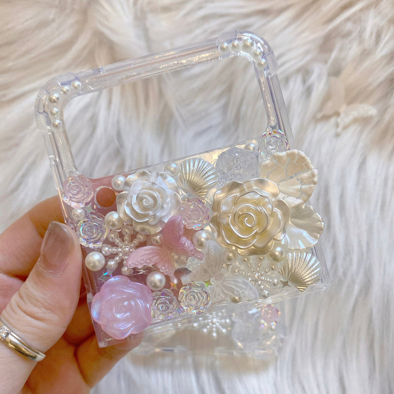 Decoden Phone Case, Butterfly Phone Case, Baroque Rose/Shell 3D iPhone Case, Crystal Phone Case for 12/13/14/15 Pro Max, Galaxy, Google