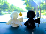 Crochet Ghost Doll Car Dashboard Decor, Cute Angel & Grim Reaper Car Dashboard Accessory, Spooky Interior Car Accessory, Halloween Gift