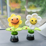 Crochet Sunflower/Daisy Car Dashboard Decor, Smiley Daisy Car Accessories for Women, Cute Car Accessories interior, Car Air Freshener