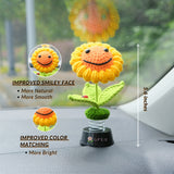 Crochet Smiley Sunflower Car Dashboard Decor, Bobblehead Sunflower Car Interior Accessories for Women, Boho Car Accessory, Car Air Freshener