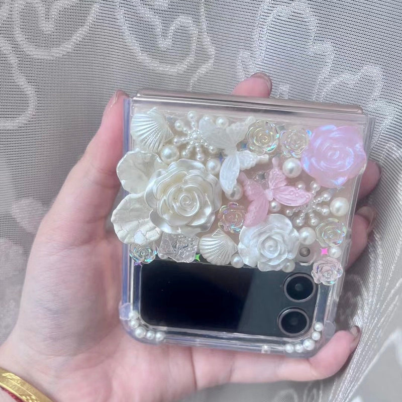 Decoden Phone Case, Butterfly Phone Case, Baroque Rose/Shell 3D iPhone Case, Crystal Phone Case for 12/13/14/15 Pro Max, Galaxy, Google