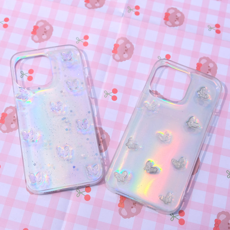 Bling Butterfly 3D Phone Case, Resin Phone Case, Glitter iPhone Case, Cute Phone Case for iPhone 12/13/14/15 Pro Max, OnePlus, Galaxy