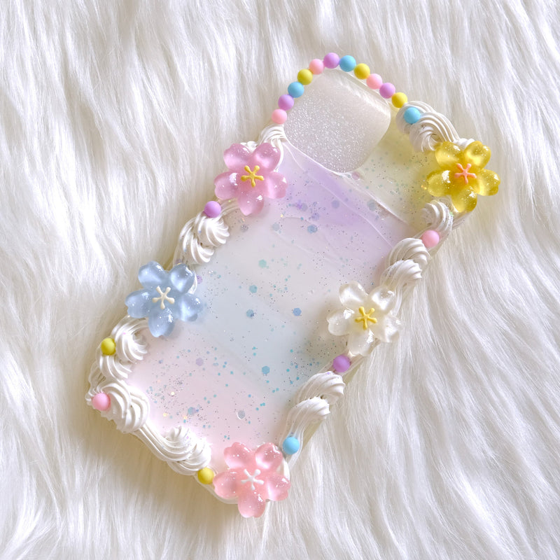 Decoden Phone Case, Cherry Blossom Phone Case, Rainbow Flower Phone Case, Boho Phone Case for iPhone 13/14/15 Pro Max, Galaxy, Custom Gift