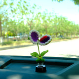 Crochet Cannibal Flower Car Accessory, Cute Bobblehead Plant Car Dashboard Decor, Anime Car Accessories Interior, Car Air Freshener