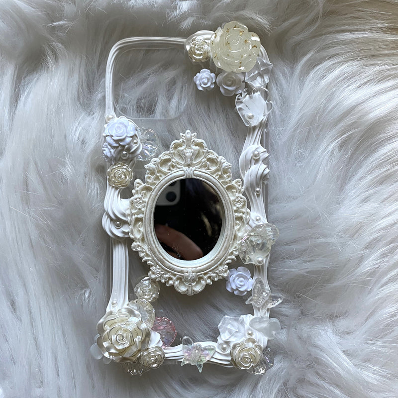 Decoden Phone Case, Custom Phone Case with Mirror, Baroque Aesthetic 3D Phone Case, Cute Phone Case for iPhone 12/13/14/15 Pro Max, Galaxy