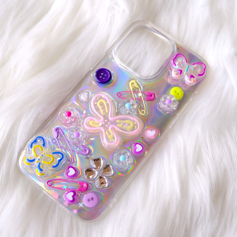 Bling Butterfly 3D Phone Case, Resin Phone Case, Glitter iPhone Case, Cute Phone Case for iPhone 12/13/14/15 Pro Max, OnePlus, Galaxy