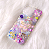 Bling Butterfly 3D Phone Case, Resin Phone Case, Glitter iPhone Case, Cute Phone Case for iPhone 12/13/14/15 Pro Max, OnePlus, Galaxy