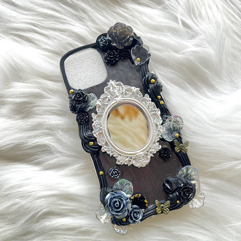 Decoden Phone Case, Custom Phone Case with Mirror, Baroque Aesthetic 3D Phone Case, Cute Phone Case for iPhone 12/13/14/15 Pro Max, Galaxy