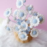 Crochet Daisy Bouquet, Baby Blue Daisy Bunch, Crochet Floral Arrangement, Knitted Everlasting Flower, Office Desk Decor, Thanksgiving Gift